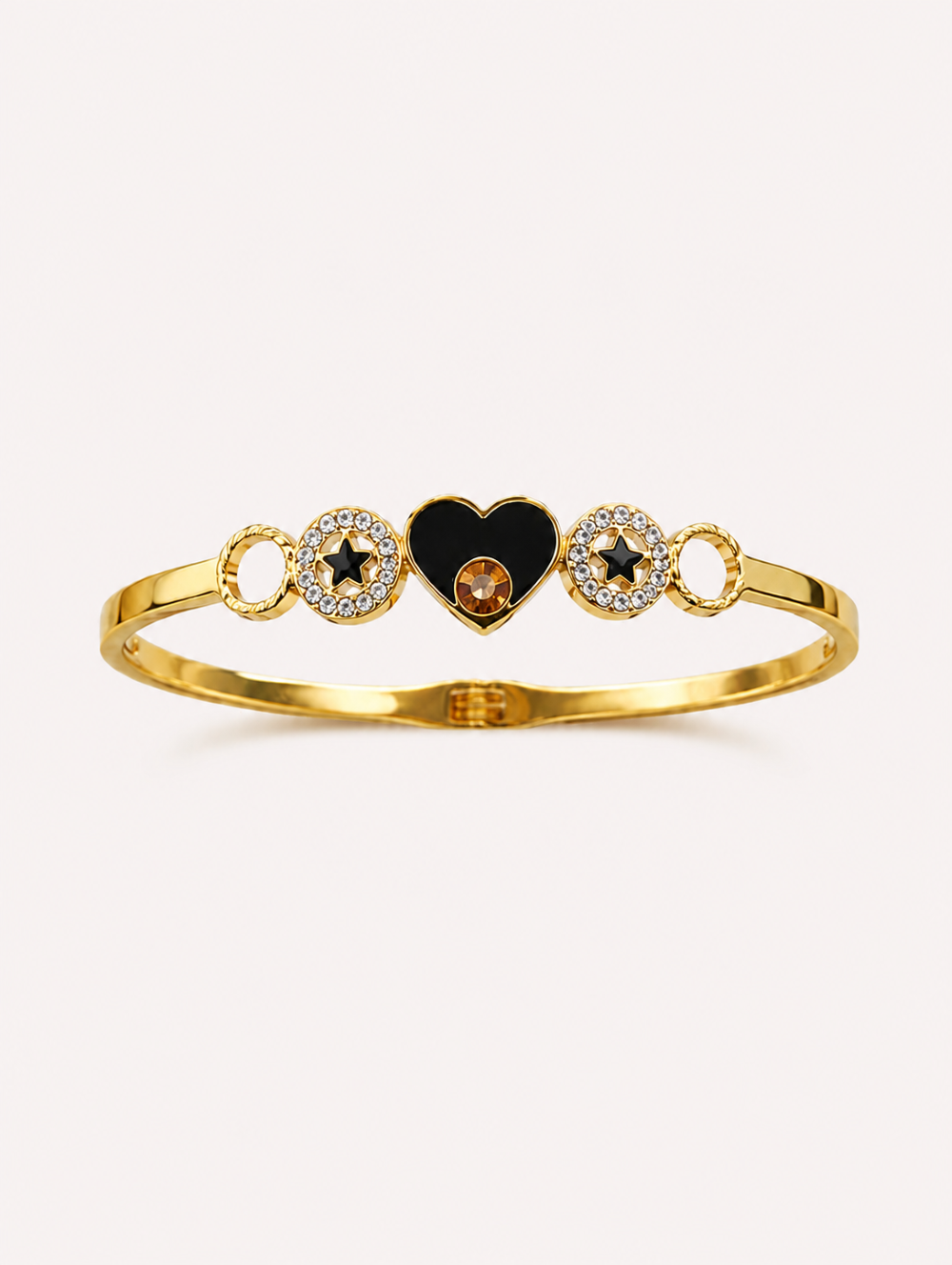 Black Heart And Star Crystal Bracelet