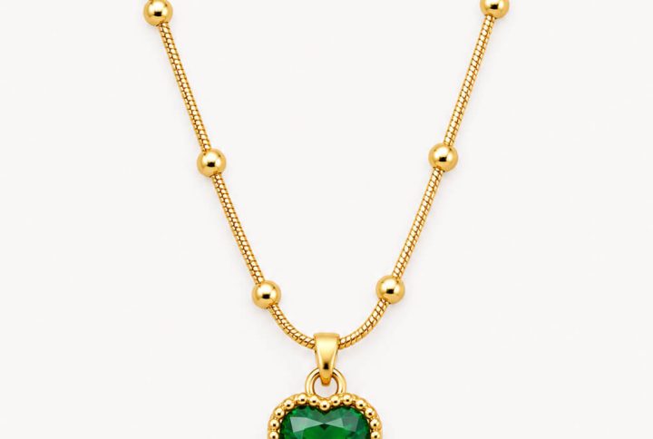 Green Heart Pendant Chain for Women, heart necklace, heart pendant necklace