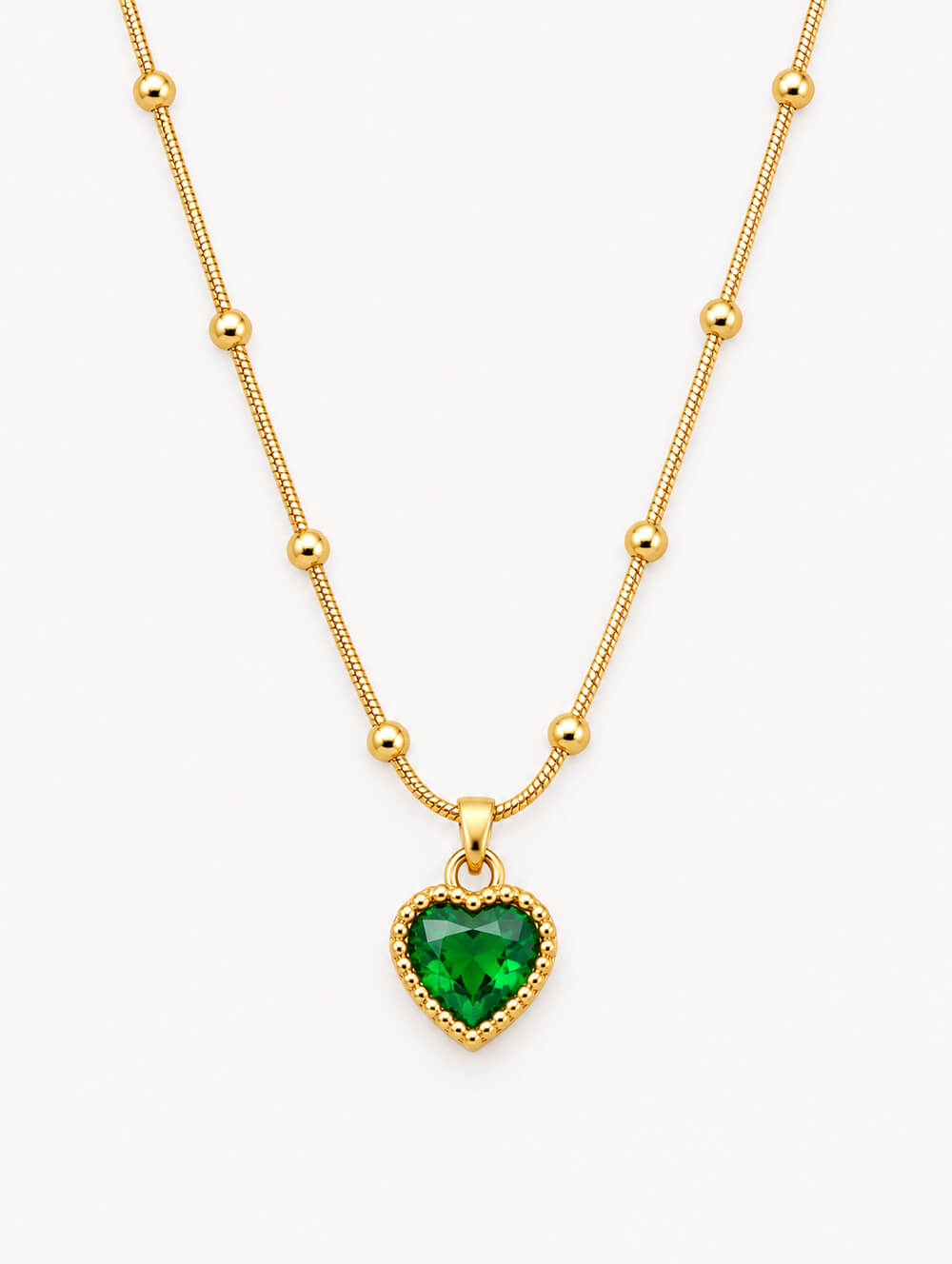 Green Heart Pendant Chain for Women