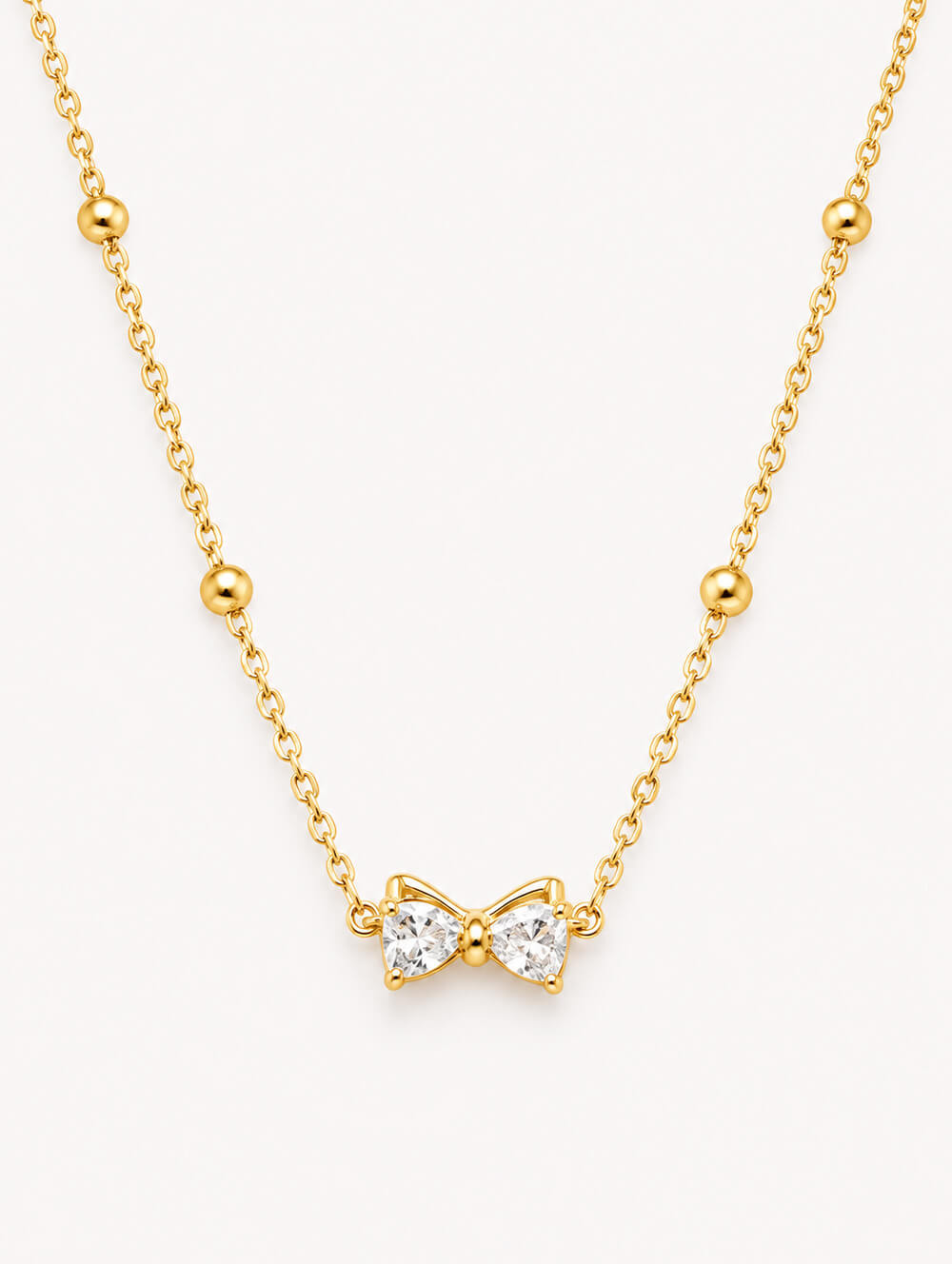 Small Bow Stone Pendant Necklace for Women