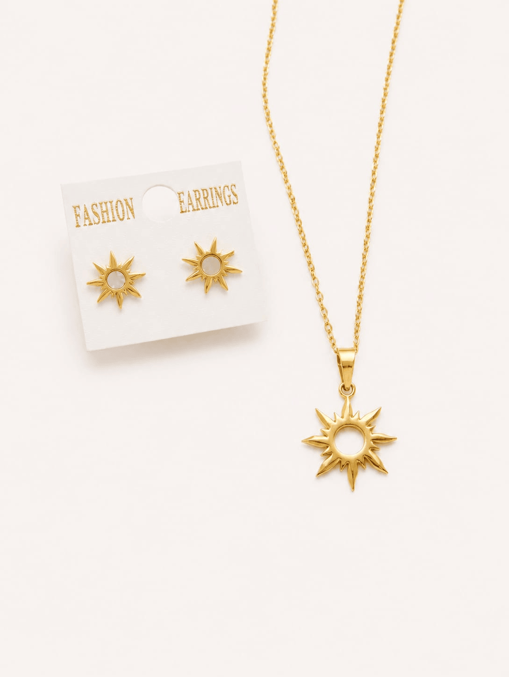 radiant sun necklace with earrings