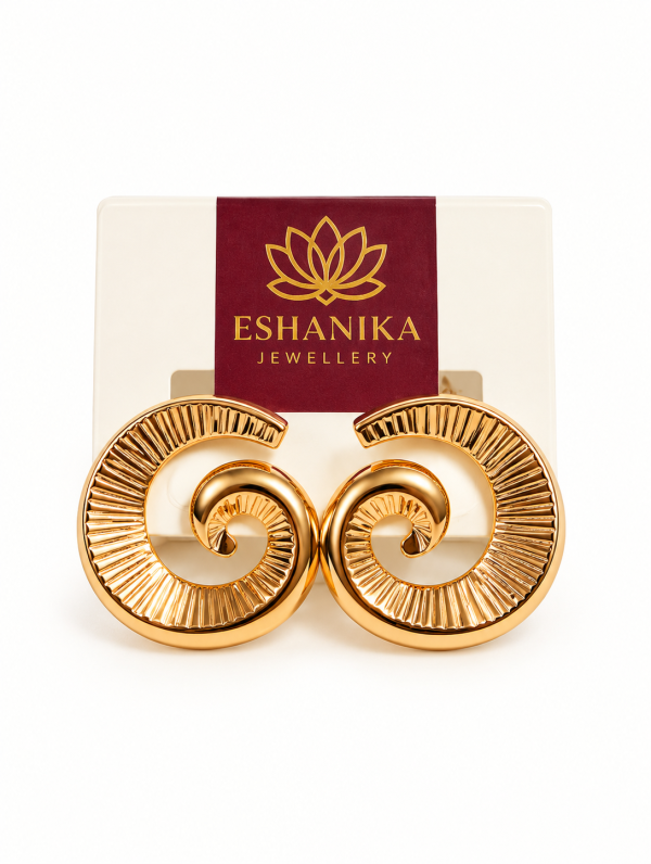 Golden Spiral Stud Earrings for Women | Stylish Anti Tarnish Earrings
