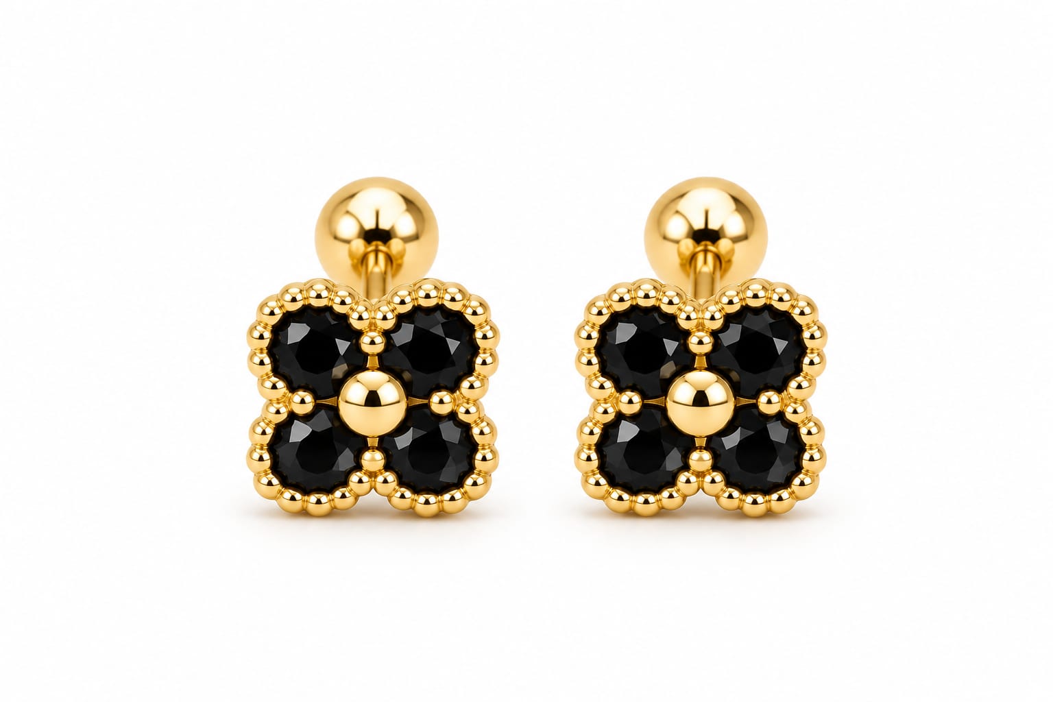 black clover back ball stud earrings