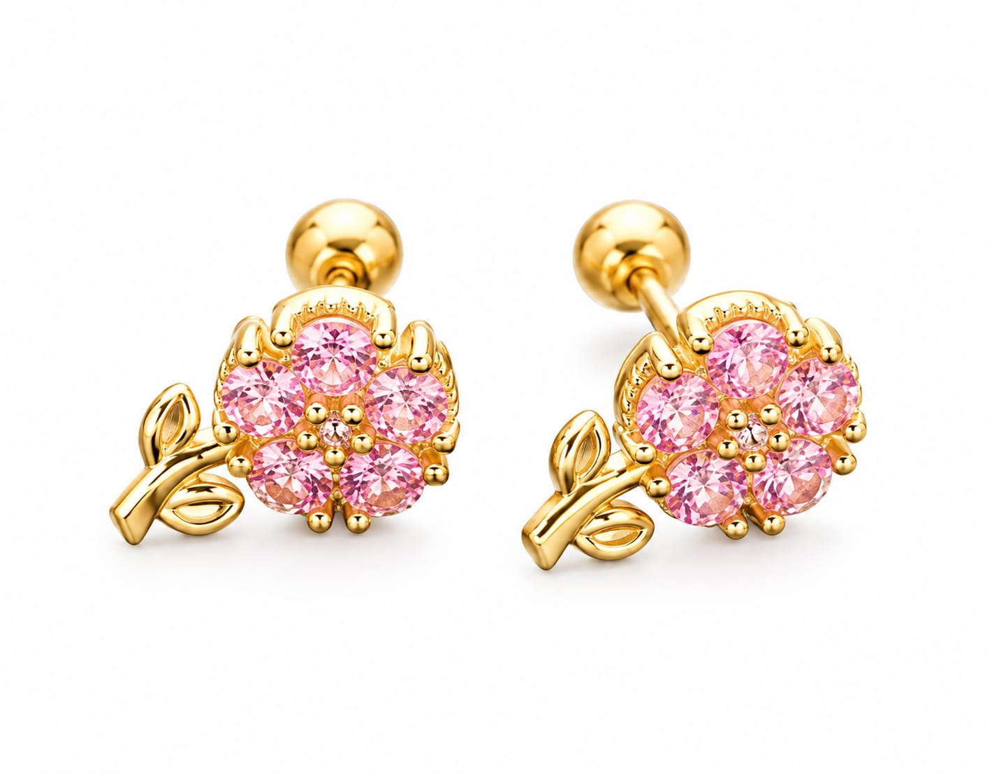 pink back ball stud earring